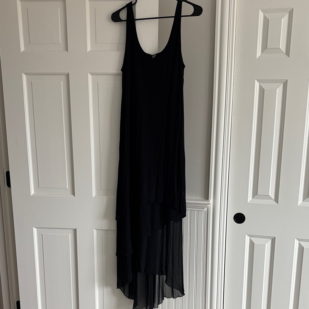 Kensie Black High Low Maxi Dress With Sheer Bottom Half Size Large